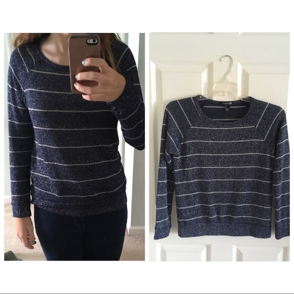 Forever 21 Sparkling Blue Striped Sweater Size Small - Picture 10 of 10